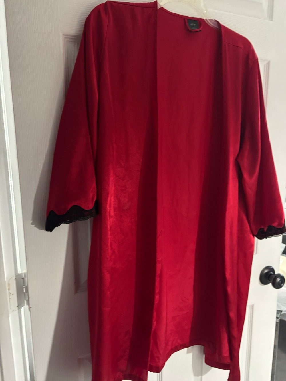 Women’s Red Short Satin Wrap Robe Size XXL